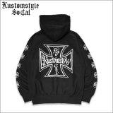 【送料無料】KustomStyle カスタムスタイル IRON CROSS プルオーバーパーカー BLACK