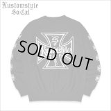 【送料無料】KustomStyle カスタムスタイル IRON CROSS クルーネックスウェット BLACK