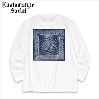画像1: KustomStyle カスタムスタイル FUCKIN' BANDANA L/S Tシャツ WHITE