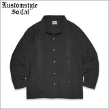 【送料無料】KustomStyle カスタムスタイル LONGROOF L/Sキューバシャツ BLACK