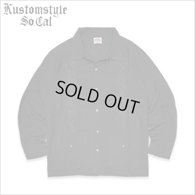 画像1: 【送料無料】KustomStyle カスタムスタイル LONGROOF L/Sキューバシャツ BLACK
