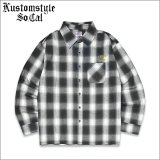【送料無料】KustomStyle カスタムスタイル ROOTED IN THE STREETS L/Sチェックシャツ WHITE