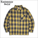 【送料無料】KustomStyle カスタムスタイル ROOTED IN THE STREETS L/Sチェックシャツ YELLOW