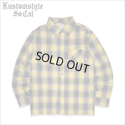 画像1: 【送料無料】KustomStyle カスタムスタイル ROOTED IN THE STREETS L/Sチェックシャツ YELLOW