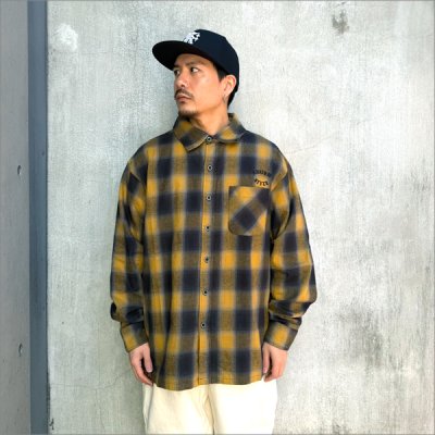 画像3: 【送料無料】KustomStyle カスタムスタイル ROOTED IN THE STREETS L/Sチェックシャツ YELLOW