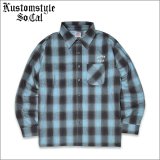 【送料無料】KustomStyle カスタムスタイル ROOTED IN THE STREETS L/Sチェックシャツ BLUE