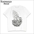 KustomStyle カスタムスタイル SKULL ROSE PRAYING HANDS Tシャツ WHITE