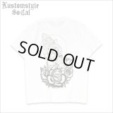 KustomStyle カスタムスタイル SKULL ROSE PRAYING HANDS Tシャツ WHITE