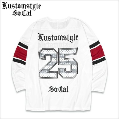 画像1: 【送料無料】KustomStyle カスタムスタイル 25TH BANDANA メッシュ ホッケージャージー WHITE	