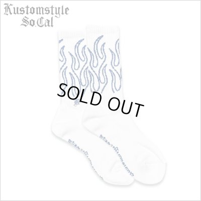 画像1: KustomStyle カスタムスタイル FLAMES SOCKS WHITE