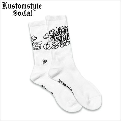 画像1: KustomStyle カスタムスタイル NORM LOGO SOCKS WHITE