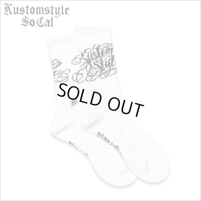 画像1: KustomStyle カスタムスタイル NORM LOGO SOCKS WHITE