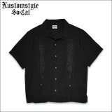 【送料無料】KustomStyle カスタムスタイル LONGROOF S/S キューバシャツ BLACK