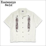 【送料無料】KustomStyle カスタムスタイル LONGROOF S/S キューバシャツ OFF WHITE