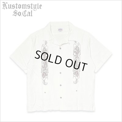 画像1: 【送料無料】KustomStyle カスタムスタイル LONGROOF S/S キューバシャツ OFF WHITE