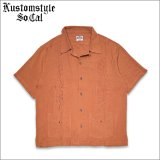 【送料無料】KustomStyle カスタムスタイル LONGROOF S/S キューバシャツ BURNT ORANGE