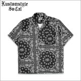 【送料無料】KustomStyle カスタムスタイル NORM BANDANA S/S オープンカラーシャツ BLACK