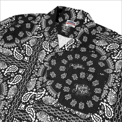 画像4: 【送料無料】KustomStyle カスタムスタイル NORM BANDANA S/S オープンカラーシャツ BLACK