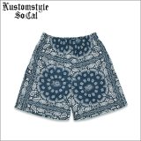 【送料無料】KustomStyle カスタムスタイル NORM BANDANA ボードショーツ NAVY