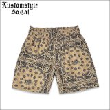 【送料無料】KustomStyle カスタムスタイル NORM BANDANA ボードショーツ KHAKI