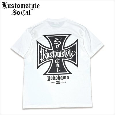 画像1: KustomStyle カスタムスタイル IRON CROSS 25th Tシャツ WHITE