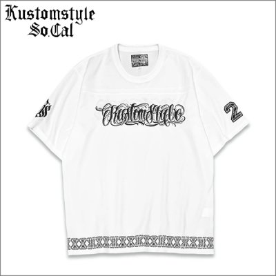 画像1: 【送料無料】KustomStyle カスタムスタイル FUCKIN' SCRIPT- FOOTBALL JERSEY WHITE