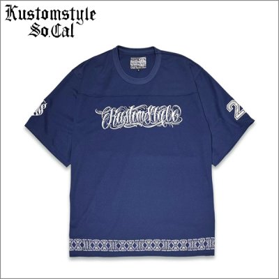 画像1: 【送料無料】KustomStyle カスタムスタイル FUCKIN' SCRIPT- FOOTBALL JERSEY NAVY