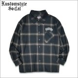 【送料無料】KustomStyle カスタムスタイル HAVOC L/Sチェックシャツ BLACK