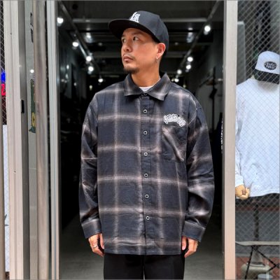 画像3: 【送料無料】KustomStyle カスタムスタイル HAVOC L/Sチェックシャツ BLACK