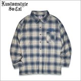 【送料無料】KustomStyle カスタムスタイル HAVOC L/Sチェックシャツ L.BLUE