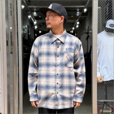 画像3: 【送料無料】KustomStyle カスタムスタイル HAVOC L/Sチェックシャツ L.BLUE