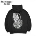【送料無料】KustomStyle カスタムスタイル SKULL ROSE PRAYING HANDS プルオーバーパーカー BLACK