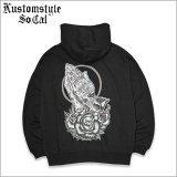 【送料無料】KustomStyle カスタムスタイル SKULL ROSE PRAYING HANDS プルオーバーパーカー BLACK