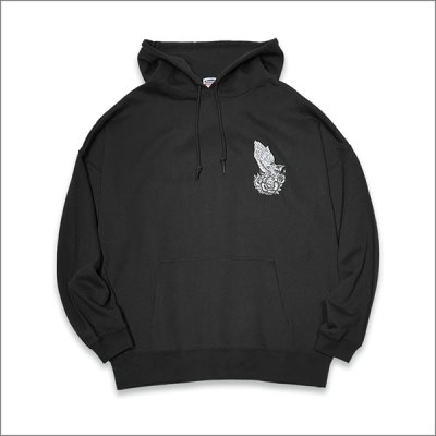 画像2: 【送料無料】KustomStyle カスタムスタイル SKULL ROSE PRAYING HANDS プルオーバーパーカー BLACK