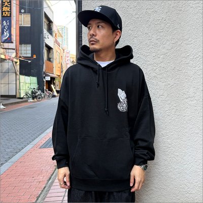 画像3: 【送料無料】KustomStyle カスタムスタイル SKULL ROSE PRAYING HANDS プルオーバーパーカー BLACK