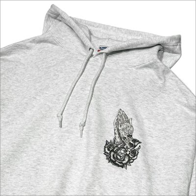 画像5: 【送料無料】KustomStyle カスタムスタイル SKULL ROSE PRAYING HANDS プルオーバーパーカー ASH