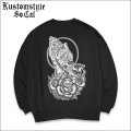 【送料無料】KustomStyle カスタムスタイル SKULL ROSE PRAYING HANDS クルーネックスウェット BLACK