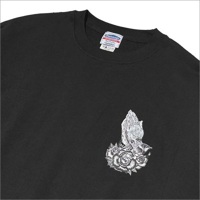 画像5: 【送料無料】KustomStyle カスタムスタイル SKULL ROSE PRAYING HANDS クルーネックスウェット BLACK