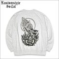 【送料無料】KustomStyle カスタムスタイル SKULL ROSE PRAYING HANDS クルーネックスウェット ASH