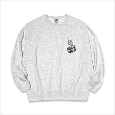 画像2: 【送料無料】KustomStyle カスタムスタイル SKULL ROSE PRAYING HANDS クルーネックスウェット ASH