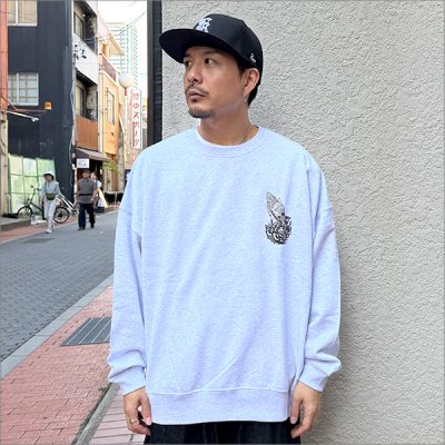 画像3: 【送料無料】KustomStyle カスタムスタイル SKULL ROSE PRAYING HANDS クルーネックスウェット ASH