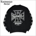 【送料無料】KustomStyle カスタムスタイル IRON CROSS 25th クルーネックスウェット BLACK