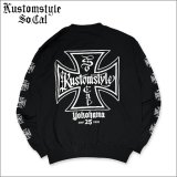 【送料無料】KustomStyle カスタムスタイル IRON CROSS 25th クルーネックスウェット BLACK