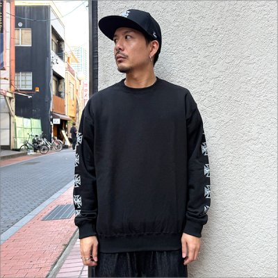 画像3: 【送料無料】KustomStyle カスタムスタイル IRON CROSS 25th クルーネックスウェット BLACK