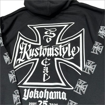 画像5: 【送料無料】KustomStyle カスタムスタイル IRON CROSS 25th ZIPパーカー BLACK