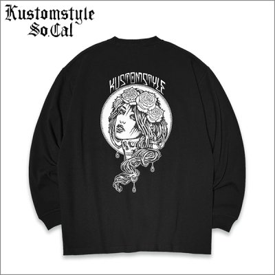 画像1: 【送料無料】KustomStyle カスタムスタイル BARONESS ヘヴィーウェイトBIG L/S Tシャツ BLACK