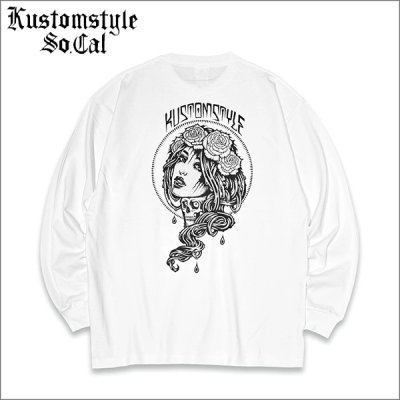 画像1: 【送料無料】KustomStyle カスタムスタイル BARONESS ヘヴィーウェイトBIG L/S Tシャツ WHITE