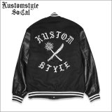 【送料無料】KustomStyle x US VERSUS THEM BROTHERHOOD MELTON VARSITY JKT BLACK/WHITE