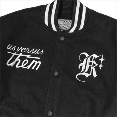 画像5: 【送料無料】KustomStyle x US VERSUS THEM BROTHERHOOD MELTON VARSITY JKT BLACK/WHITE