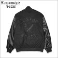 【送料無料】KustomStyle x US VERSUS THEM BROTHERHOOD MELTON VARSITY JKT BLACK/BLACK
